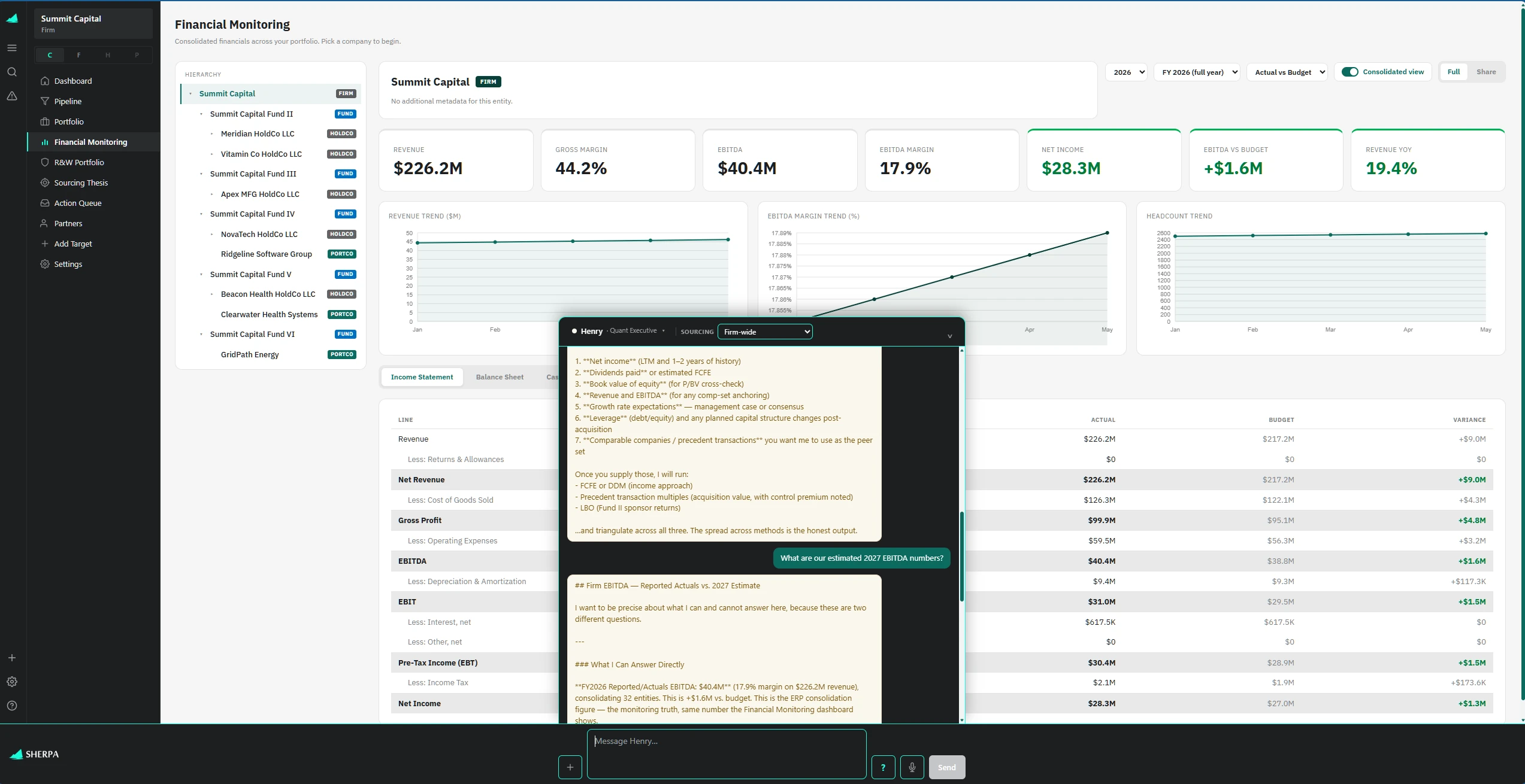 Firm-level portfolio valuation across the whole PE portfolio